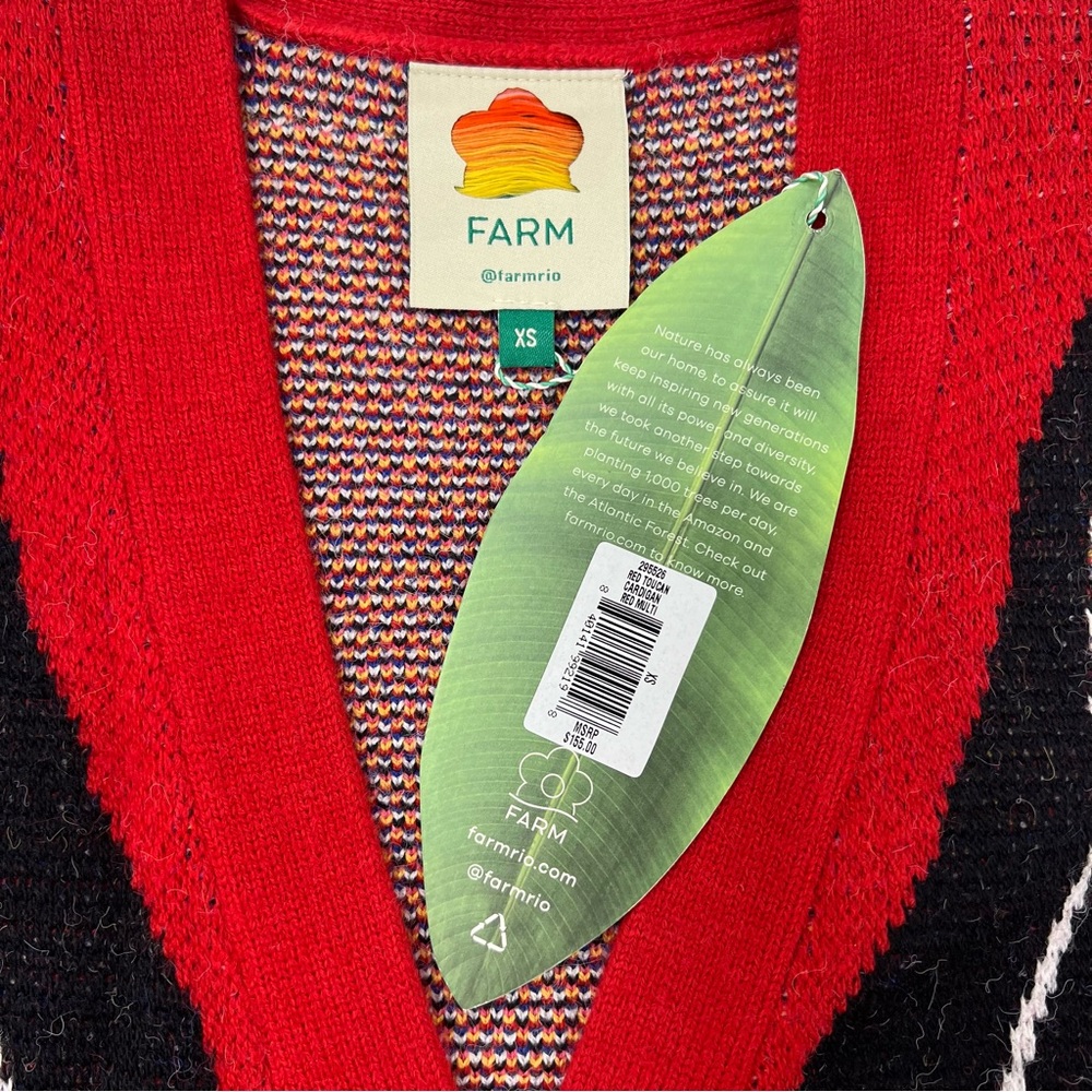 FARM Rio Oversized Toucan Cardigan in Red Multi - Picture 3 of 6